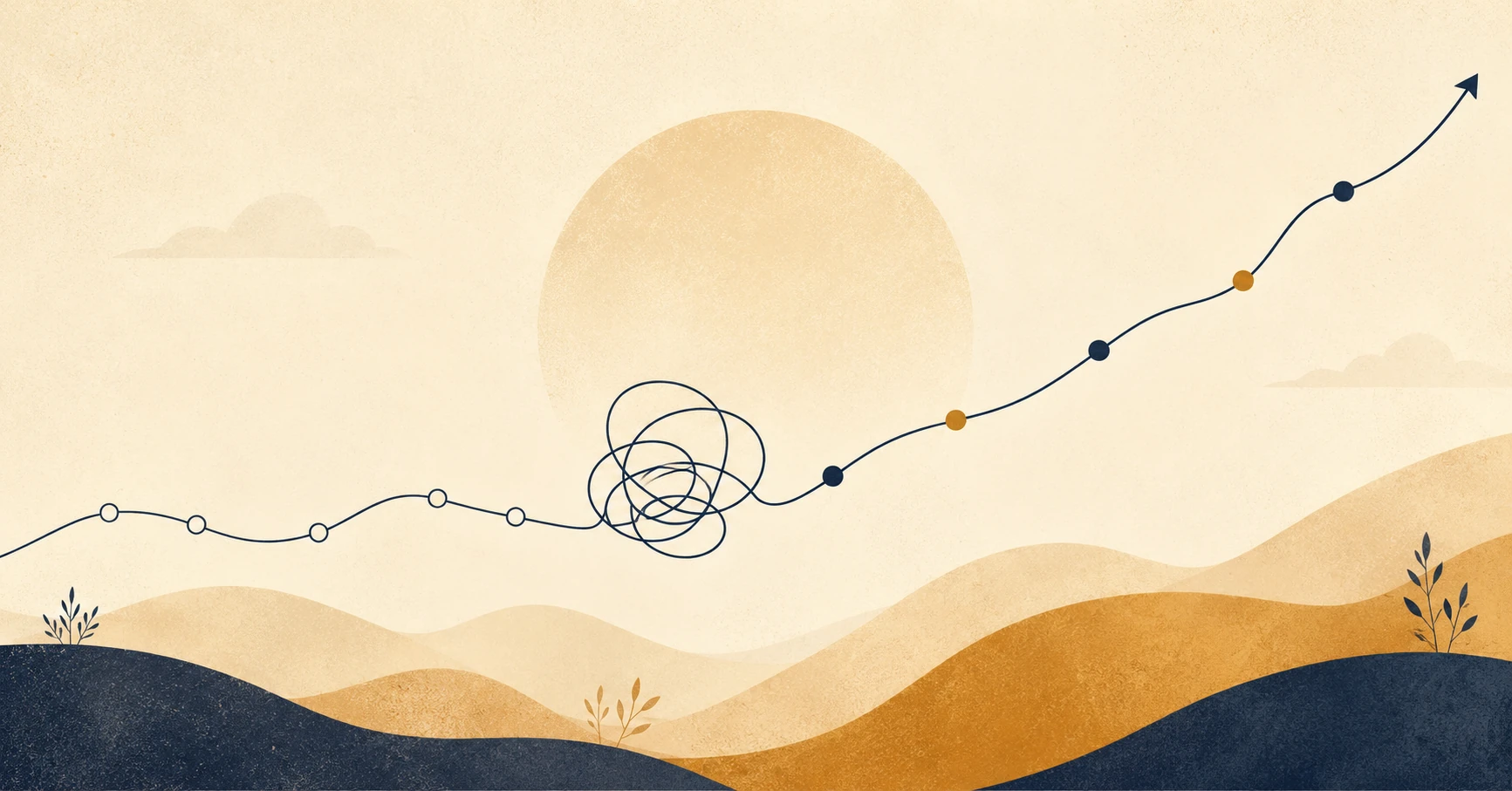 A single line drifting, tangling, then climbing - a career that was never a straight path.